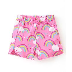 Babyhug Single Jersey Mid Thigh Shorts Rainbow & Hearts Print Pack of 2 - Multicolour