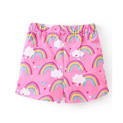 Babyhug Single Jersey Mid Thigh Shorts Rainbow & Hearts Print Pack of 2 - Multicolour