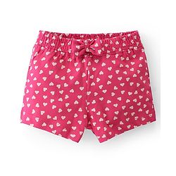 Babyhug Single Jersey Mid Thigh Shorts with Hearts and Butterfly Print Pack of 2 - Multicolour