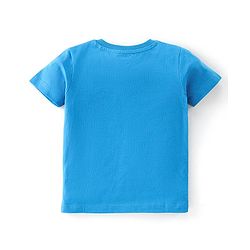 Babyhug 100% Cotton Knit Half Sleeves T-Shirt with Lion Graphics- Blue