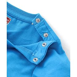 Babyhug 100% Cotton Knit Half Sleeves T-Shirt with Lion Graphics- Blue