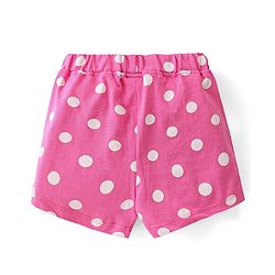 Babyhug Single Jersey Cotton Knit Mid Thigh Length Polka Dots & Strawberry Print Shorts Pack of 2 - Pink & Green