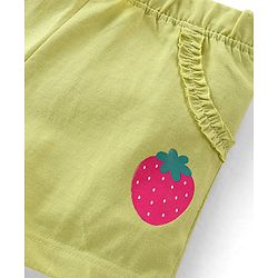 Babyhug Single Jersey Cotton Knit Mid Thigh Length Polka Dots & Strawberry Print Shorts Pack of 2 - Pink & Green