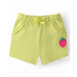 Babyhug Single Jersey Cotton Knit Mid Thigh Length Polka Dots & Strawberry Print Shorts Pack of 2 - Pink & Green