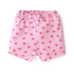 Babyhug Single Jersey Mid Thigh Shorts Heart & Polka Dots Print  Pack of 2 - Multicolour