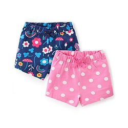 Babyhug Single Jersey Mid Thigh Length Shorts With Floral Print Pack of 2- Multicolour