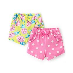 Babyhug Single Jersey Mid Thigh Length Shorts With Pineapple Print Pack of 2 - Multicolour