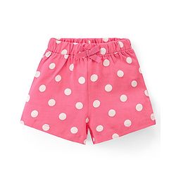 Babyhug Cotton Knit Mid Thigh Shorts with Polka Dot Print Pack of 2- Multicolor