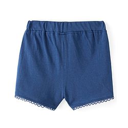 Babyhug Single Jersey Knit Mid Thigh Length  Shorts Solid Colour Bow Applique -  Navy