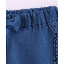Babyhug Single Jersey Knit Mid Thigh Length  Shorts Solid Colour Bow Applique -  Navy
