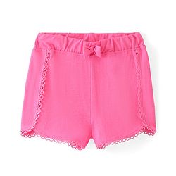 Babyhug Single Jersey Knit Mid Thigh Shorts with Bow Applique - Pink