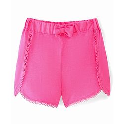 Babyhug Single Jersey Mid Thigh Shorts with Bow Applique - Pink