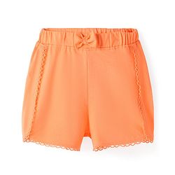 Babyhug Single Jersey Knit Mid Thigh Length Shorts With Text Print - Orange