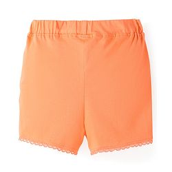 Babyhug Single Jersey Knit Mid Thigh Length Shorts With Text Print - Orange