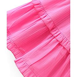 Babyhug Cotton Woven Knit Sleeveless Frock with Floral Applique - Pink