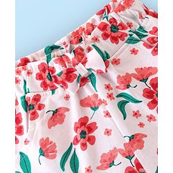 Babyhug Cotton Knit Single Jersey Mid Thigh Shorts Floral Print - Cream