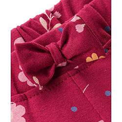 Babyhug Single Jersey Mid Thigh Floral Printed Shorts - Maroon