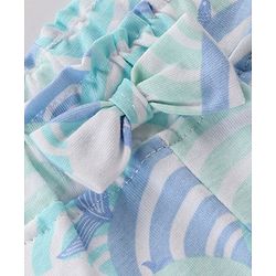 Babyhug Single Jersey Knit Mid Thigh Whale Printed Shorts - White & Blue