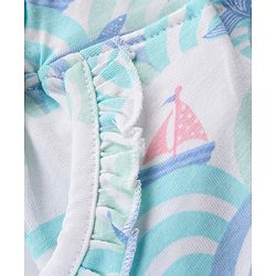 Babyhug Single Jersey Knit Mid Thigh Whale Printed Shorts - White & Blue