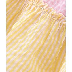 Babyhug Rayon Woven Sleeveless Frock With Bow Applique - Blue Pink & Yellow