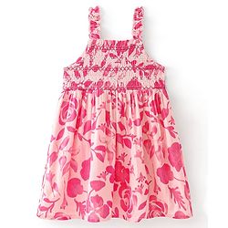 Babyhug Rayon Woven Sleeveless Frock With Headband Floral Print - Pink