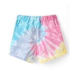 Babyhug Cotton Looper Knit Mid Thigh Smiley Printed Tie & Dye Shorts - Multicolour
