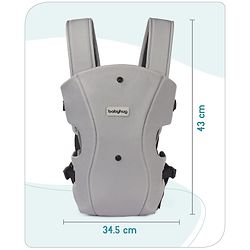 Babyhug  Elegant 3-in-1 Baby Carrier: Lightweight, Breathable fabric, Ergonomic design, Padded straps, Waist belt, 3 carry positions (inward, outward, back), Adjustable seat, Washable cover, Supports up to 15 kg- Grey