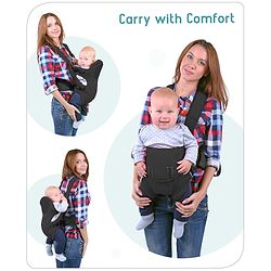 Babyhug  Elegant 3-in-1 Baby Carrier: Lightweight, Breathable fabric, Ergonomic design, Padded straps, Waist belt, 3 carry positions (inward, outward, back), Adjustable seat, Washable cover, Supports up to 15 kg- Grey