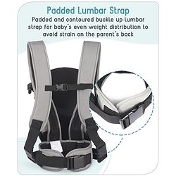 Babyhug  Elegant 3-in-1 Baby Carrier: Lightweight, Breathable fabric, Ergonomic design, Padded straps, Waist belt, 3 carry positions (inward, outward, back), Adjustable seat, Washable cover, Supports up to 15 kg- Grey