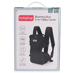 Babyhug  Elegant 3-in-1 Baby Carrier: Lightweight, Breathable fabric, Ergonomic design, Padded straps, Waist belt, 3 carry positions (inward, outward, back), Adjustable seat, Washable cover, Supports up to 15 kg- Grey