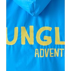 Babyhug Full Sleeves Knee Length Raincoat Lion Roar Print - Sky Blue