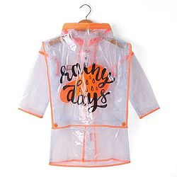 Babyhug Full Sleeves Below Knee Length Transparent Raincoat Rainy Day Print - Neon Green