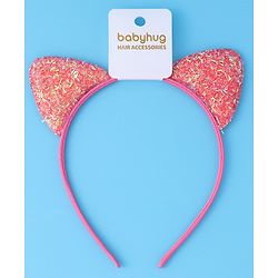 Babyhug Glitter Ears Applique Hair Band - Fuchsia
