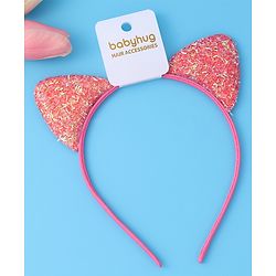 Babyhug Glitter Ears Applique Hair Band - Fuchsia