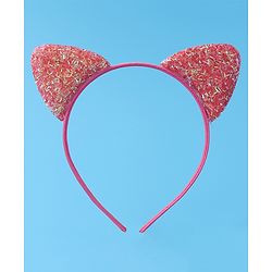 Babyhug Glitter Ears Applique Hair Band - Fuchsia