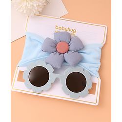 Babyhug Headband With Flower Applique and  Sunglasses - Blue