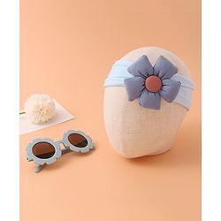 Babyhug Headband With Flower Applique and  Sunglasses - Blue