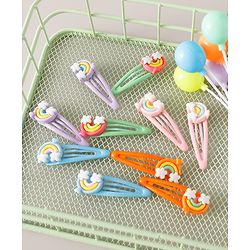 Babyhug Free Size Snap Clips with Rainbow Applique Pack of 10 - Multicolor