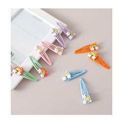 Babyhug Free Size Snap Clips with Rainbow Applique Pack of 10 - Multicolor