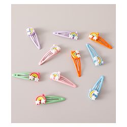Babyhug Free Size Snap Clips with Rainbow Applique Pack of 10 - Multicolor