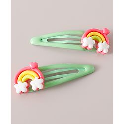 Babyhug Free Size Snap Clips with Rainbow Applique Pack of 10 - Multicolor