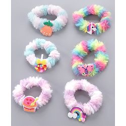 Babyhug Free Size Rubber Bands & Scrunchies Sets with Applique Pack of 6 - Multicolor
