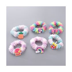 Babyhug Free Size Rubber Bands & Scrunchies Sets with Applique Pack of 6 - Multicolor