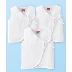 Babyhug 100% Cotton Woven Side Tie Knot Jhablas Pack of 3 - White