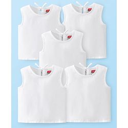 Babyhug 100% Cotton Woven Back Tie Knot Jhablas Pack of 5 - White
