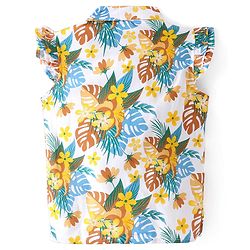 Babyhug Sleeveless Top with Knot Detailing Floral Print - White