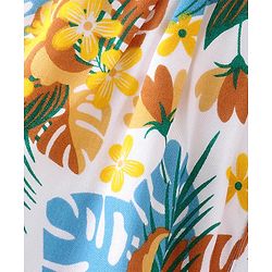 Babyhug Sleeveless Top with Knot Detailing Floral Print - White