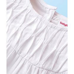 Babyhug Rayon Gathered Half Sleeves Woven Top With Fabric Manipulation - White