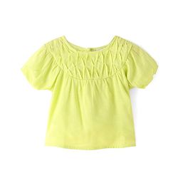 Babyhug Rayon Gathered Half Sleeves Woven Cropped Top With Fabric Manipulation - Lime