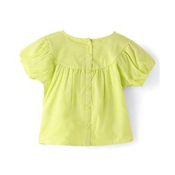 Babyhug Rayon Gathered Half Sleeves Woven Cropped Top With Fabric Manipulation - Lime